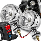 Halogeny Reflektory Motocyklowe Lightbar Chrom H3 Przełącznik USB 5V 2A