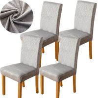 ZESTAW 4 SZT POKROWIEC NA KRZESŁO WELUR SZARY