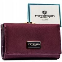Portfel skórzany damski Peterson ze skóry naturalnej RFID bigiel zatrzask