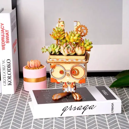 Puzzle 3D. Drewniana doniczka, królik na Arena.pl