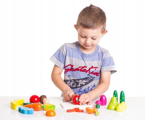 Drewniane Warzywa Owoce do Krojenia Zestaw na Rzep 17 elementów na Arena.pl