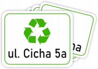 NAKLEJKI NA KOSZ na śmieci z ADRESEM ULICA i NUMER DOMU posesji 5szt