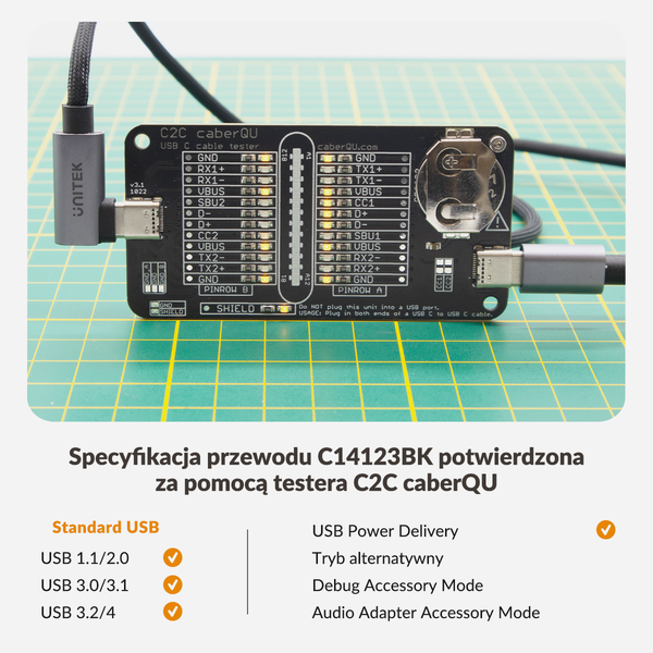 Unitek Kabel USB-C kątowy 90° PD100W 5m zdjęcie 14
