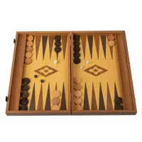 Backgammon Manopoulos – Replika Drewna Wenge i Orzech–Zestaw z bocznymi