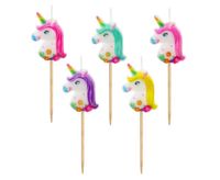 Świeczki pikery Jednorożce kolorowe, 5 szt.