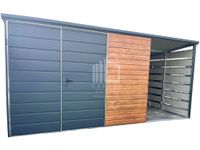Schowek domek ogrodowy 3x3m + wiata 1,5m Brama dwuskrzydłowa dach ID800