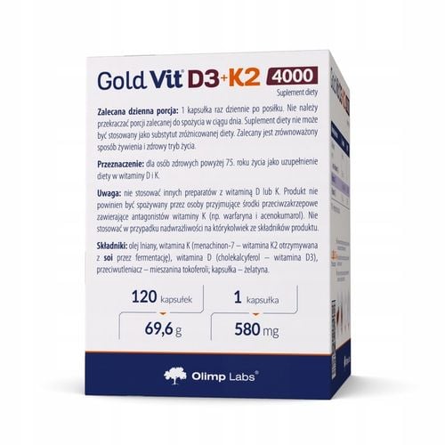 OLIMP GOLD VIT D3+K2 120kaps 4000iu WITAMINA D3 WITAMINY na Arena.pl