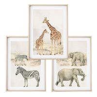 ZESTAW 3 szt. Plakaty Obrazki do Pokoju Dziecięcego Salonu SAFARI A3