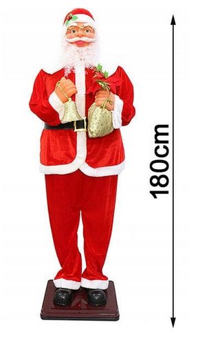 OGROMNY MIKOŁAJ 180cm FIGURA TAŃCZY ŚPIEW OZDOBA BOŻE NARODZENIE ŚWIĄTECZNA na Arena.pl
