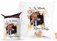 Zestaw Poduszka + Kubek Po Platforma Donald Tusk Z Nadrukiem Ze Zdjęciem