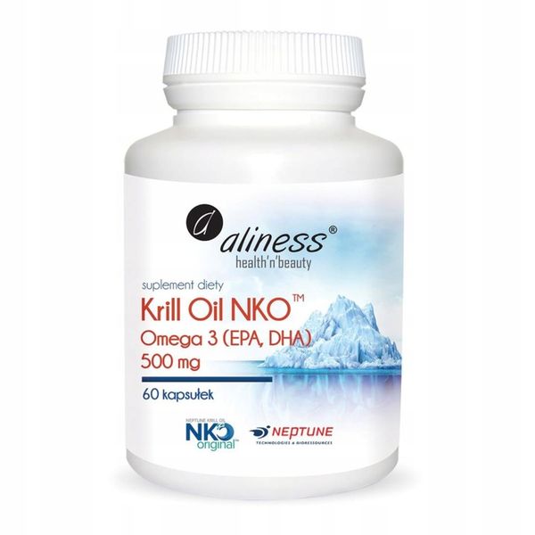 Aliness KRIL OIL OMEGA-3 NKO Olej z kryla 60 kap Serce Mózg ASTAKSANTYNA zdjęcie 1