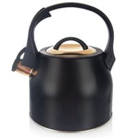 Czajnik z gwizdkiem stalowy czarny złoty 3 l