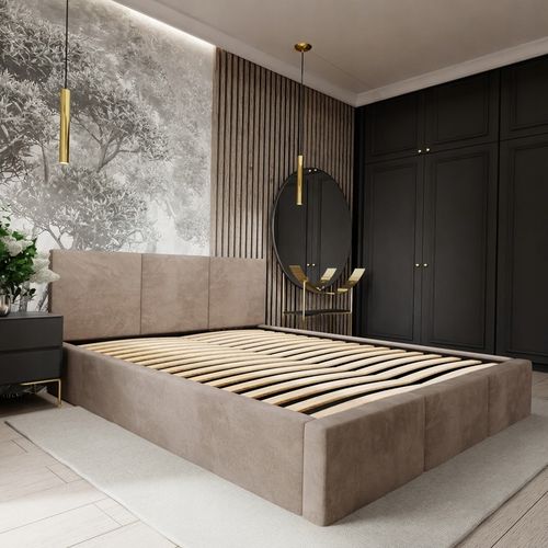 ŁÓŻKO TAPICEROWANE DO SYPIALNI 140x200 ŁÓŻKO PODWÓJNE Z POJEMNIKIEM na Arena.pl