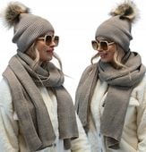 Czapka damska z dużym szalikiem Komplet zimowy MODNY Zestaw Polski KOLORY