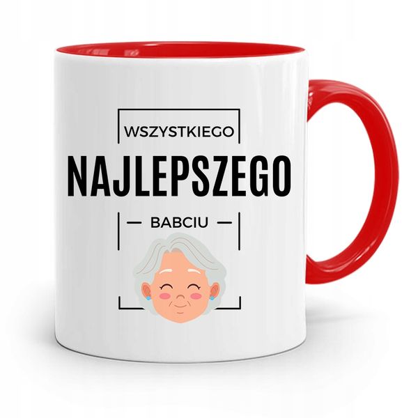 Kubek Czerwony Dla Babci Wszystkiego Najlepszego Z Nadrukiem Ze Zdjęciem zdjęcie 1