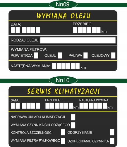 NAKLEJKI WYMIANA OLEJU ROZRZĄDU olejowe 200 szt na Arena.pl