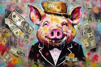 Plakat 90x60 motywacja pop art abstrakcja graffiti świnka pieniądze