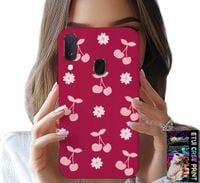 ETUI DO SAMSUNG GALAXY A20E - WISIENKI, WIŚNIE NA BORDOWYM TLE + FOLIA