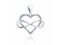 Elegancki rodowany srebrny wisiorek serce serduszko nieskończoność ifninity heart kolorowe cyrkonie srebro 925 Z1781CR_MUW