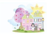 60X40CM PASTELOWE MIASTECZKO OBRAZ