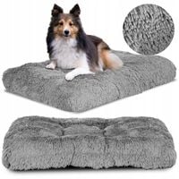 legowisko dla psa gruba miękka poduszka shaggy 80x60 cm jasnoszare