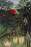 Plakat 61x91,5cm Monkeys and Parrot, Rousseau Vintage do Salonu