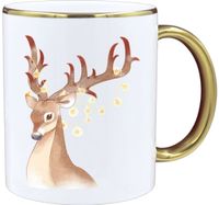 KUBEK PREMIUM PREZENT ŚWIĄTECZNY BOŻE NARODZENIE MIKOŁAJKI BIAŁO-ZŁOTY