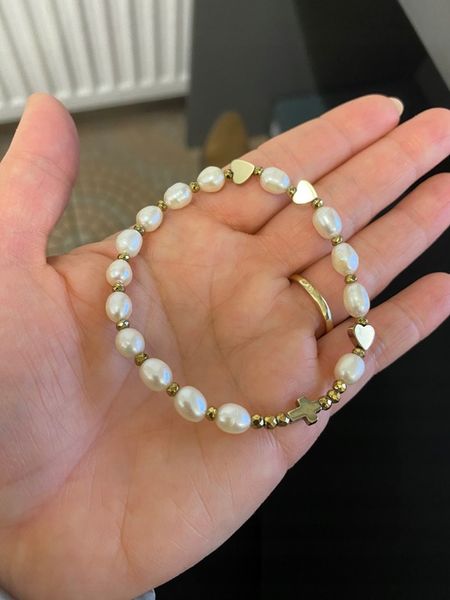 Bransoletka różaniec komunia perły naturalne zdjęcie 2