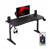 Biurko gamingowe LED RGB z regulacją 6 poziomów Stół Gamingowy dla Gracza