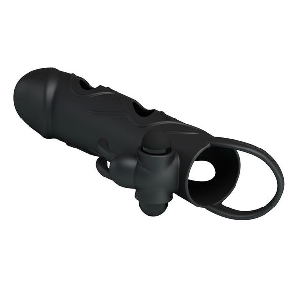 PRETTY LOVE - PENIS SLEEVE WITH BALL STRAP vibration BLACK zdjęcie 5