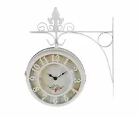 Zegar dwustronny, dworcowy, biały, duży 36 x 32 x 10 cm średnica 21 cm