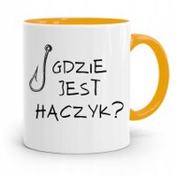 Kubek Żółty Wędkarza Rybaka Gdzie Jest Haczyk? Z Nadrukiem Ze Zdjęciem
