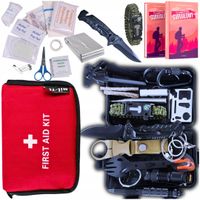 xxl 32w1 DUŻY ZESTAW SURVIVALOWY PRZETRWANIA nóż + APTECZKA MILTEC 21el