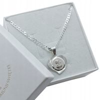 SREBRNY ZESTAW KOMUNIJNY ŁAŃCUSZEK 45CM I MEDALIK