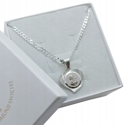 SREBRNY ZESTAW KOMUNIJNY ŁAŃCUSZEK 45CM I MEDALIK na Arena.pl