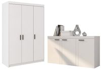 Pojemna szafa trzydrzwiowa + Duża Komoda do salonu Biały Mat