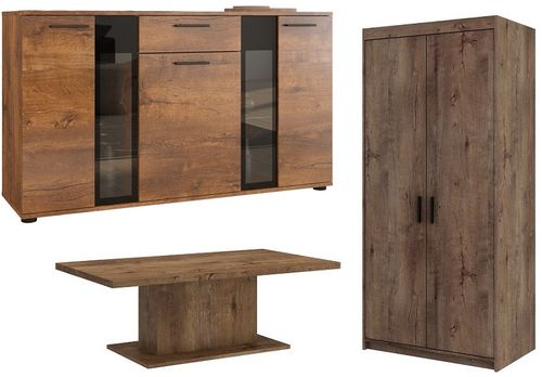 Zestaw Mebli pokojowych Szafa + Komoda + Ława Dąb Sonoma na Arena.pl