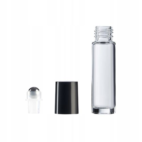 Butelka szklana 10 ml bezbarwna z roll-on z nakrętką czarną x10 na Arena.pl