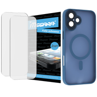 folia do iphone 16 plus ochronna + magsafe etui niebieskie tpu