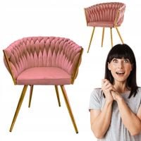 Krzesło z podłokietnikami Tilo różowy ozdobny fotel welwet Family Meble