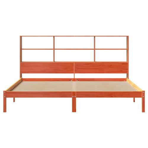 Łóżko z regałem, bez materaca, woskowy brąz, 200x200cm, sosnowe na Arena.pl