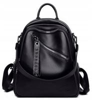 Plecak Damski CZARNY Plecaczek do Pracy Zamek Elegancki Eko Skóra Prezent