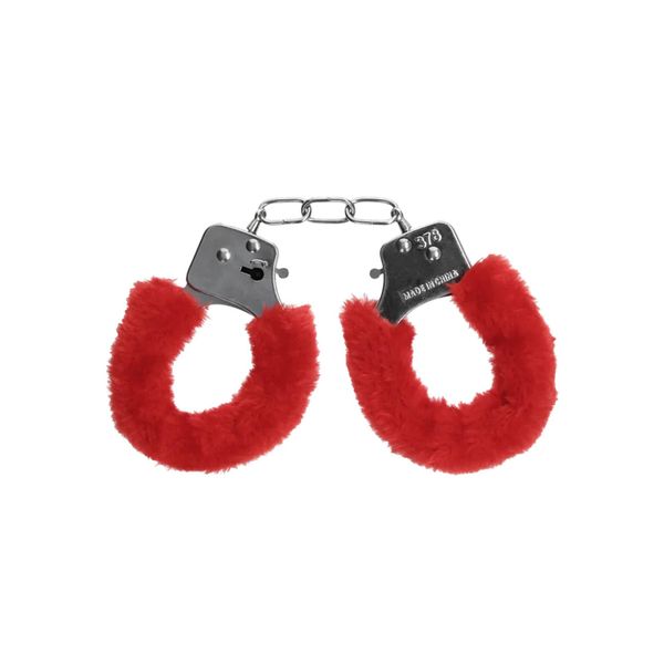 Pleasure Handcuffs Furry Red zdjęcie 1
