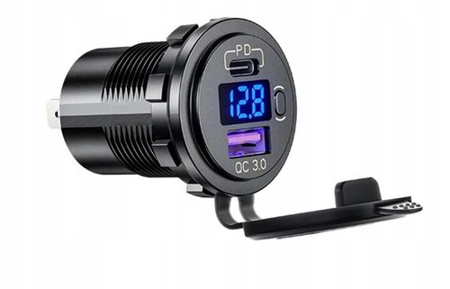 ŁADOWARKA SAMOCHODOWA USB QC3.0 + PD USB C WOLTOMIERZ PRZYCISK ON/OFF na Arena.pl