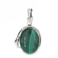 Zawieszka z owalnym malachitem w srebrze oksydowanym