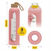 BUTELKA SZKLANA NA WODĘ BIDON MOTYWACYJNA SZCZELNA SILIKONOWE ETUI 4FIZJO