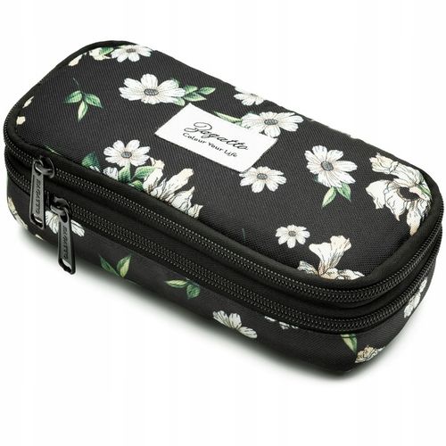 Piórnik dwukomorowy w kwiaty saszetka do szkoły dwie komory pojemny ZAGATTO na Arena.pl