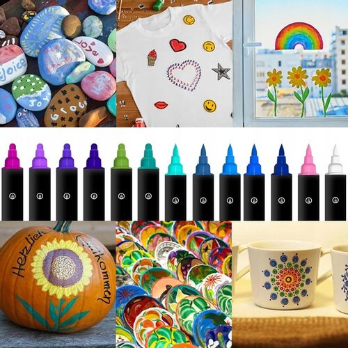 Markery akrylowe 24 kolory Wodoodporne markery z podwójną końcówką Prezenty na Arena.pl