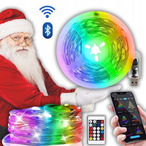 Lampki Świąteczne 200 LEDowe Inteligentne Bluetooth Świecą w RYTM Muzyki na Arena.pl