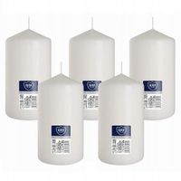 ZESTAW 5 ŚWIEC STOŁOWYCH WALEC KLASYCZNA ŚWIECZKA 15cm 66h BIAŁY